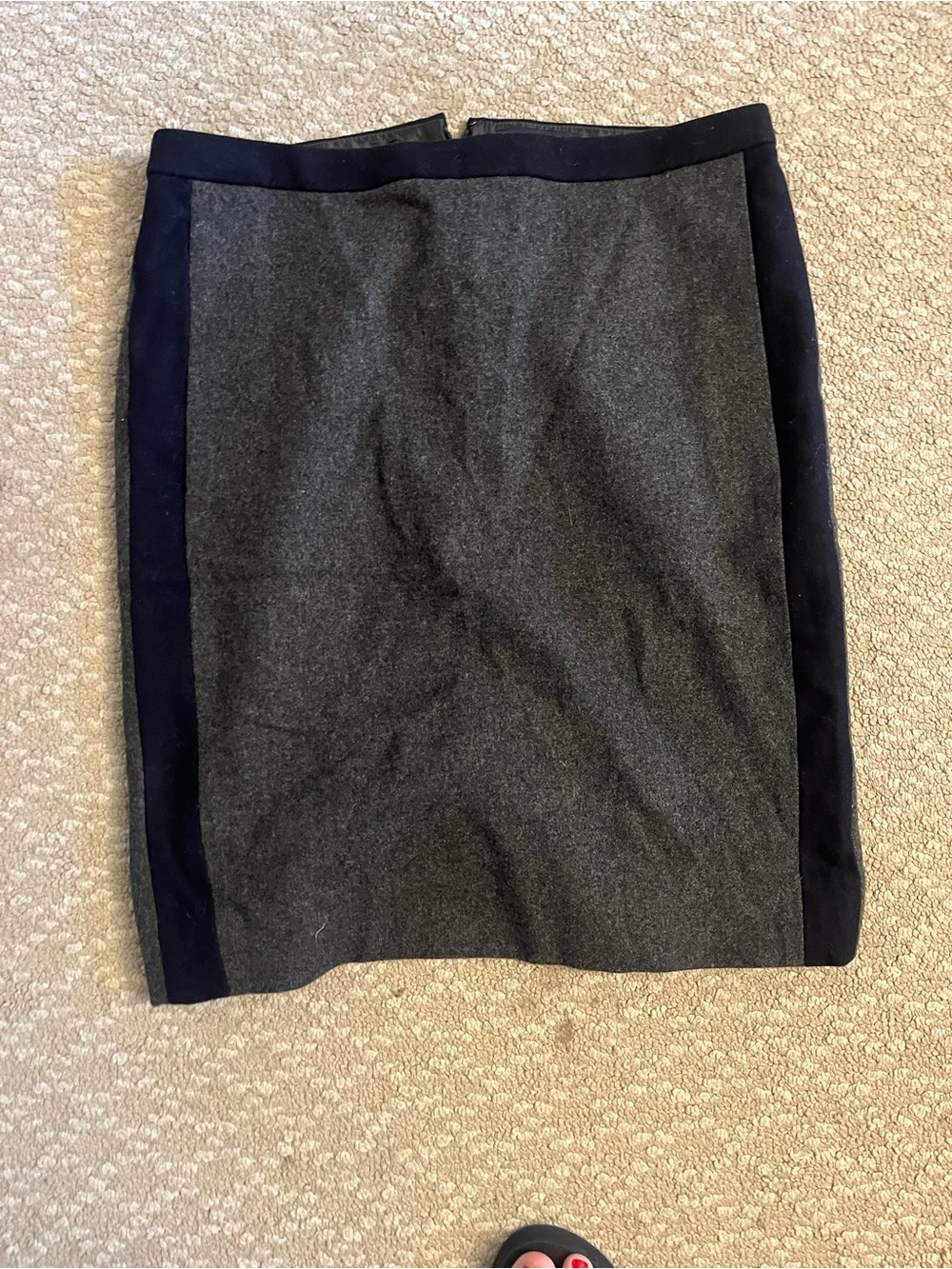J. Crew Charcoal Gray Pencil Skirt with navy Side Panels